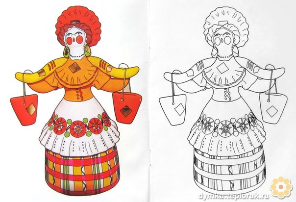 Раскраски дымковской барыни Раскраски дымковской барыни